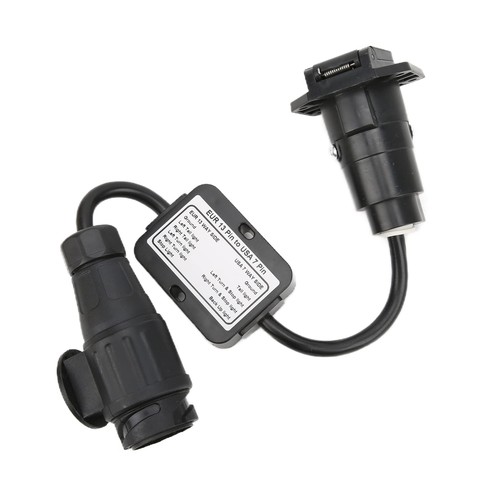 Europäischer 13‑Pol‑zu‑amerikanischem 7‑Pol-Anhängerlicht‑Konverter, EU‑13‑Pol‑zu‑US‑7‑Pol‑Stecker, Plug‑and‑Play‑Elektroadapter, runder Stecker mit Kupferverdrahtung für