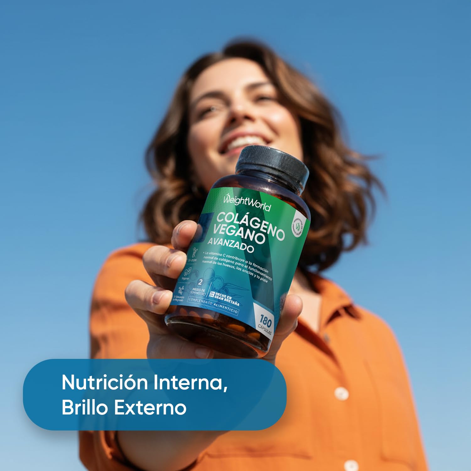 Colágeno Vegano Complex 180 Cápsulas - Suplemento con Resveratrol Natural, Vitamina E, C, Ácido Hialurónico y Zinc - Origen Vegetal y Puro, para 2 Meses
