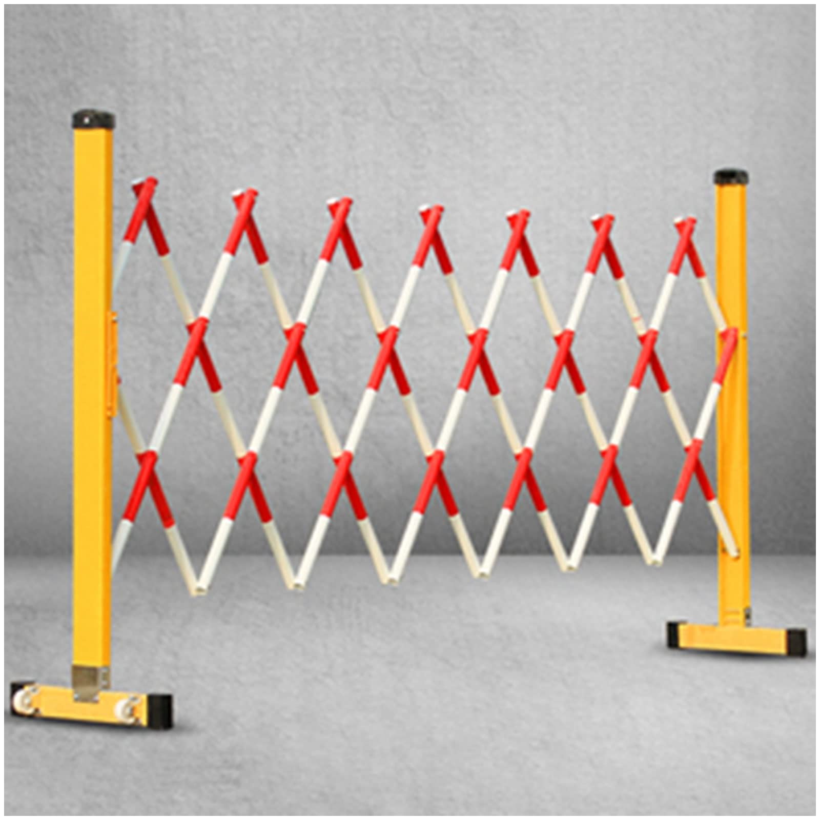 Teles - Valla de advertencia plegable, movible, rojo y blanco, barandilla ajustable para uso en exteriores y construcción, valla aislante de tubo cuadrado portátil