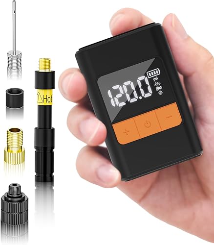 Mini bomba eléctrica para bicicleta, bomba de bicicleta portátil de 150 PSI con manómetro, bomba de aire eléctrica de inflado rápido de 20 S con
