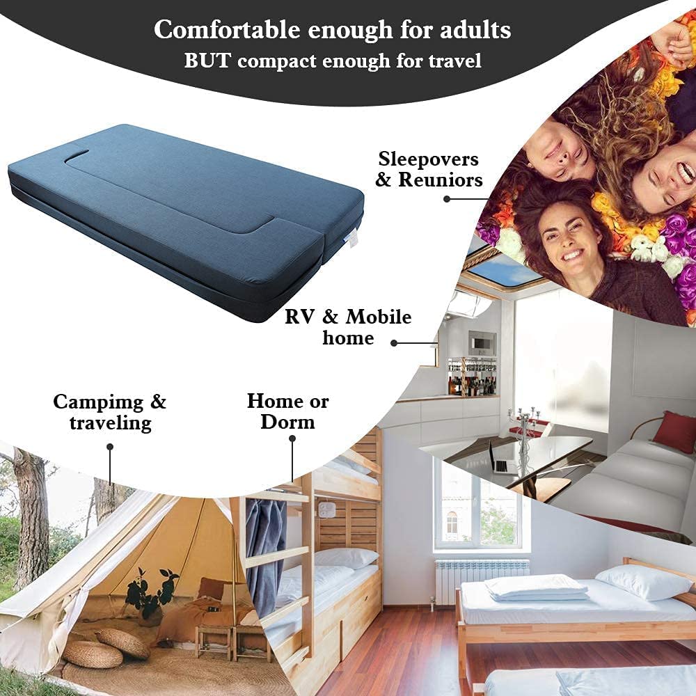 WOTU Folding Bed Couch 8 Inch Fold Out Couch Sofa Bed Memory Foam