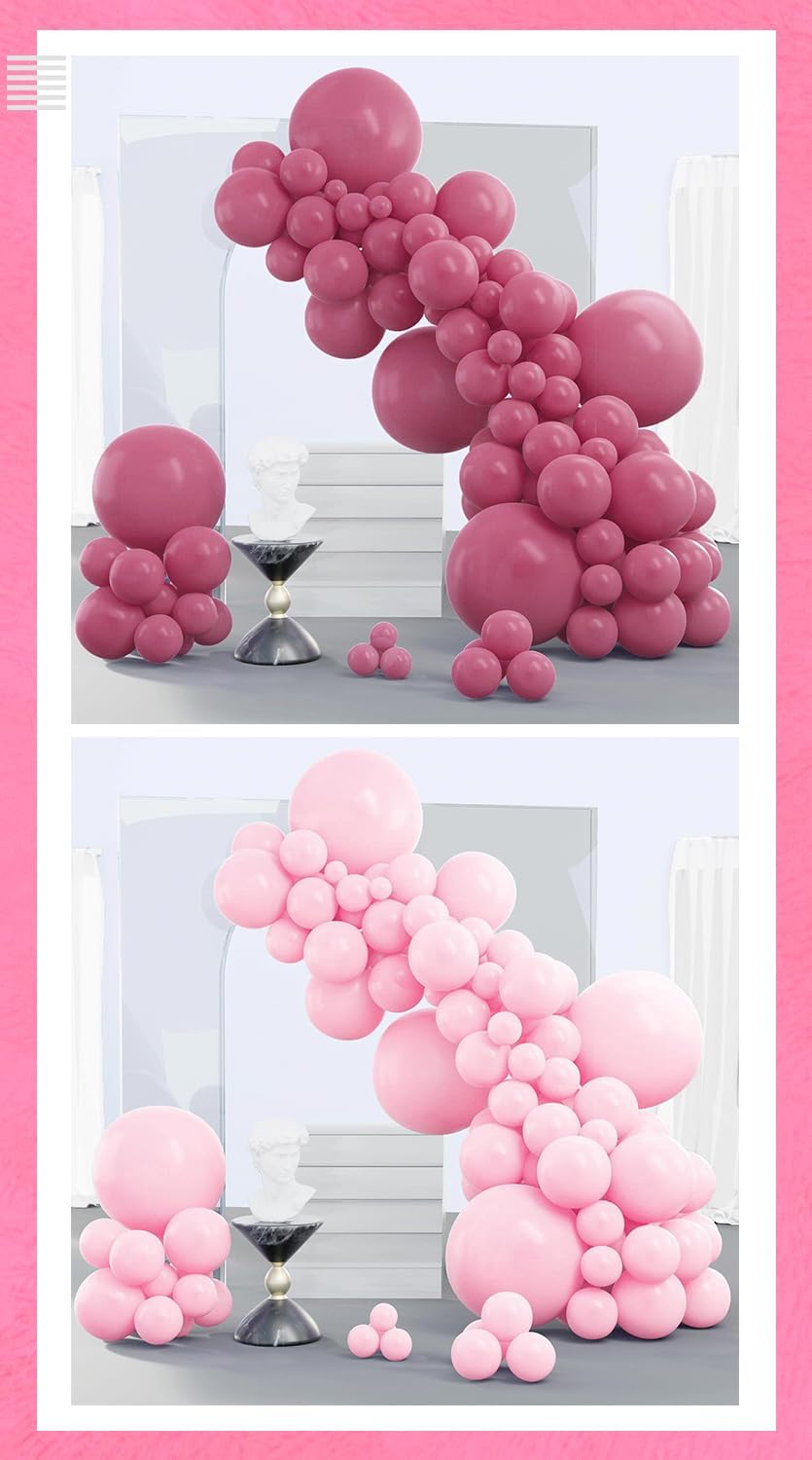 Amazon.com: PartyWoo Pastel Pink Balloons 140 pcs and Opera Mauve ...