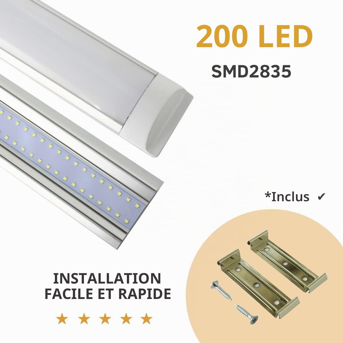 JANDEI Lot de 6 écrans LED intégrés 36 W 120 cm 4000 lumens blanc froid 6500 K éclairage 120°
