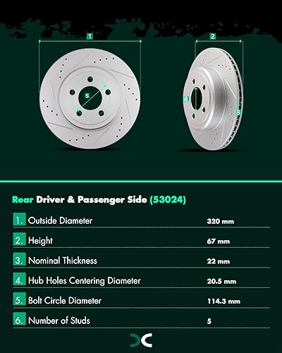 Miniatura 993 de Kits de frenos y rotores, rotores de freno SCITOO y 8 pastillas de cerámica para 08-12 para Chrysler Town & Country, 08-12 para Dodge Grand Caravan