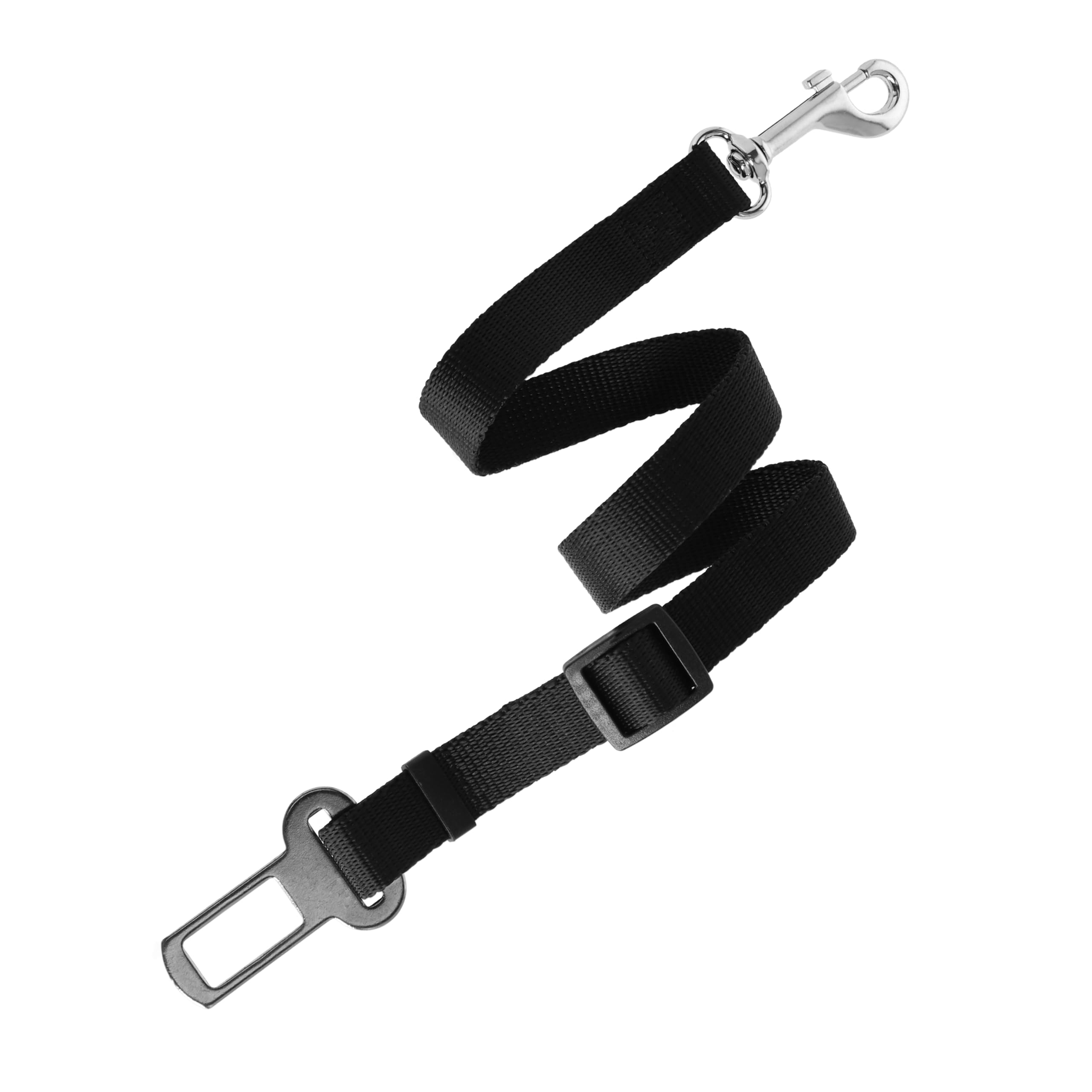 Dingo Waldemar Rutkowski Durable Dog Car Seat Belt for Harness Attachment with Swivel Clip and Chrome Buckle, Handmade and Reliable, Size L, Black (16764)