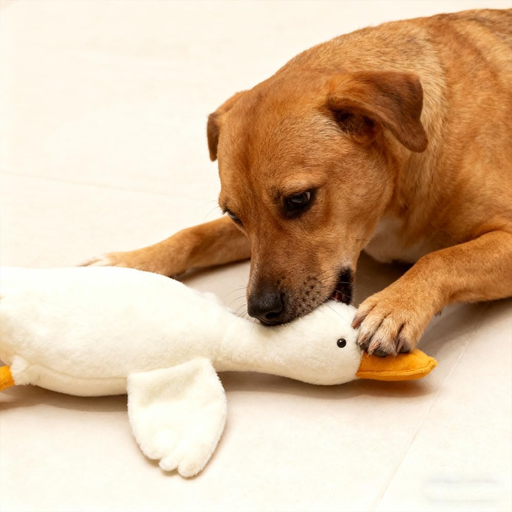 White Duck Dog Toy,Big Realistic Stuffed Goose Dog Plush Toys for Aggressive Chewers,Dog Toy Duck Stuffed Animal White for Dogs Chew and Play (19.68in+35.43in)