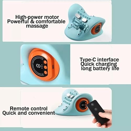 Miniatura 6 de Masajeador de cuello, masajeador de cuello 4 en 1 con amasado y calor 3D, tracción elástica cervical ajustable de 180 para aliviar el dolor, diseño