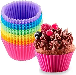Kit 12 Formas de Silicone para Cupcake Muffin Bolinho Forno e Air Fryer Resistente a Temperatura Forminhas Livre de BPA Premium