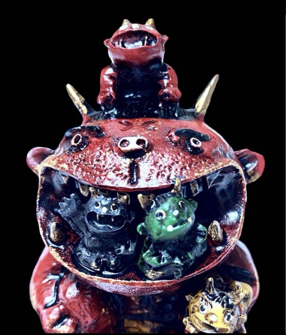 Amazon.co.jp: 赤鬼 鬼がいっぱい幸福鬼 魔除け厄除け ミニ 置物
