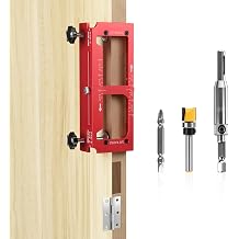 Idong Door Hinge Jig for Router, Adjustable Door Hinge Mortiser jig, Aluminum Alloy Woodworking Hole Opener Slotting Locator for Door & Cabinet, Hinge Installation Tool Fits 2.5" to 5" Length
