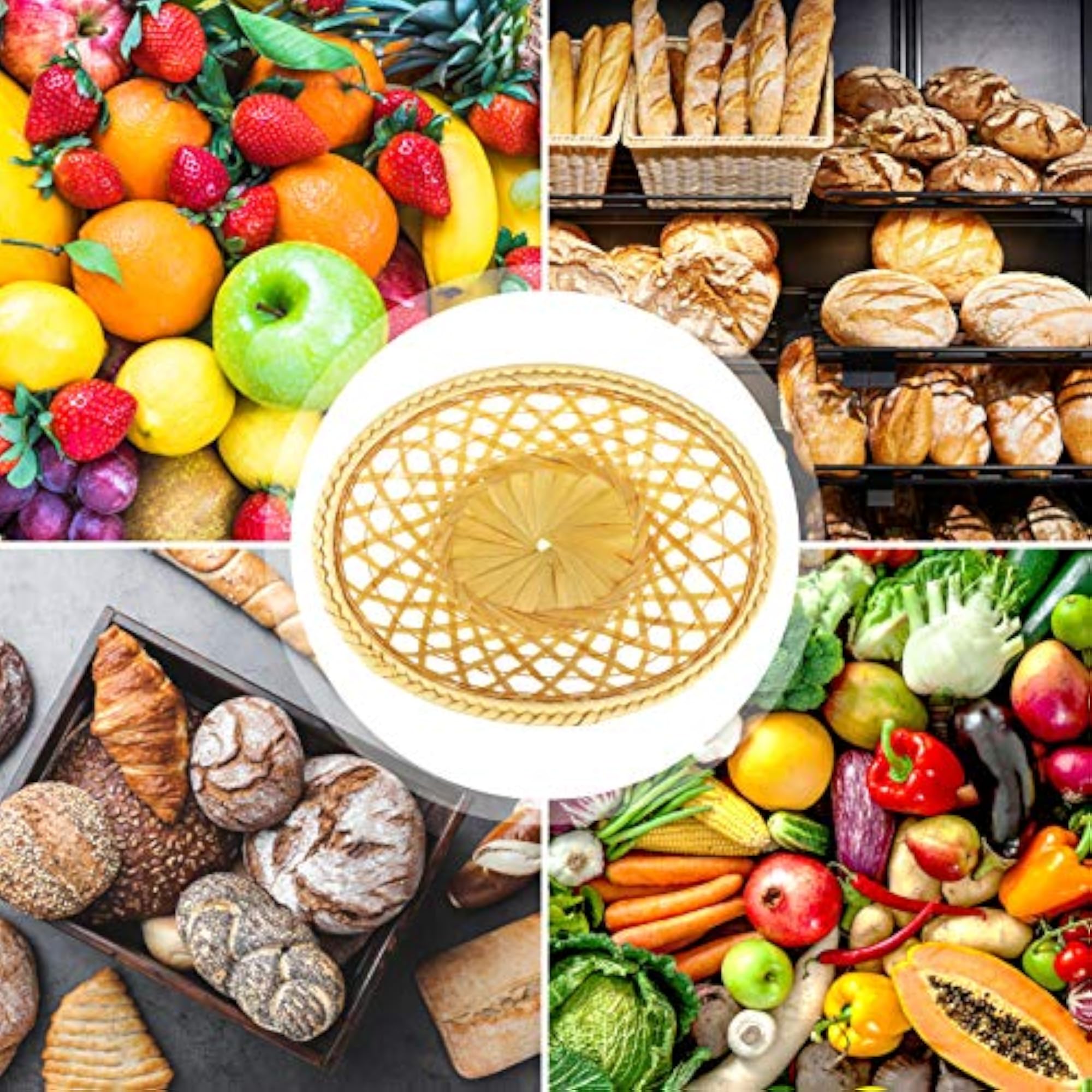 Rattan Bread Basket Handmade for Kitchen Organization