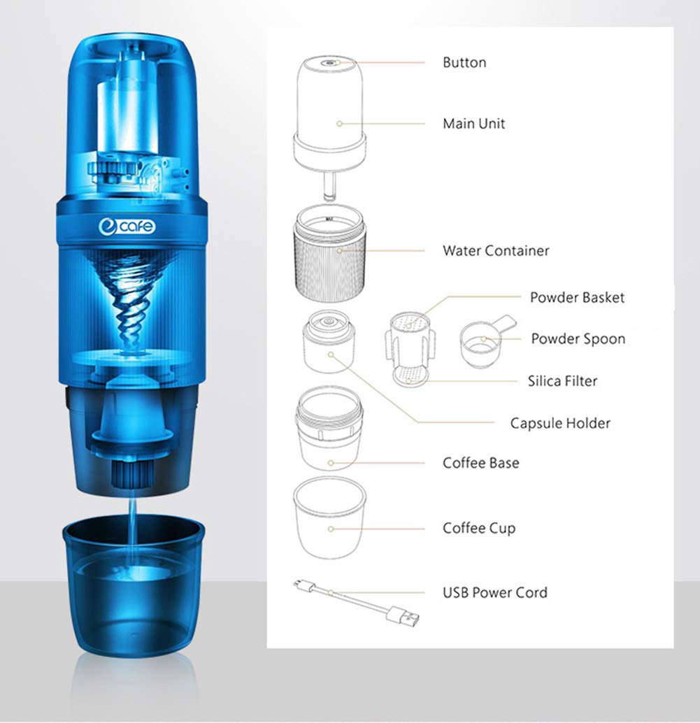 MMOBIEL Macchina Caffè Portatile Macchina da Caffè Espresso Elettrica con Anti-Scivolo, Riscaldante & USB-C – Compatibile con Capsule & Caffè Macinato per Viaggio, (Nero