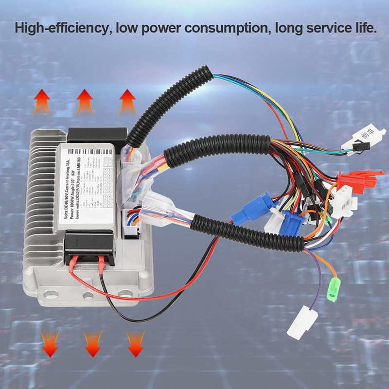 Centralina Monopattino Elettrico 36V 48V 60V 72V 500/1000W Controller Brushless Guscio In Alluminio Bicicletta Elettrica Scooter E-Bike 3 Modalità Regolatore Di Velocità A Onda Sinusoidale Centralina