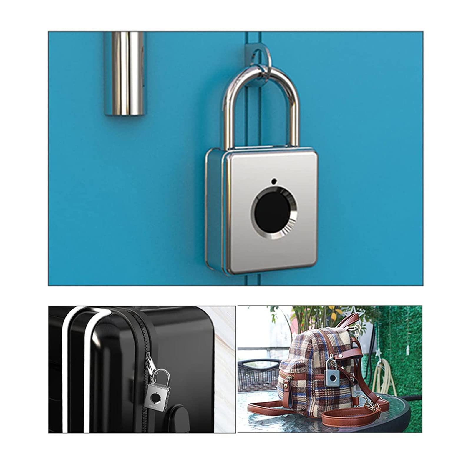 Cerrar Candado inteligente sin llave, candado con huella dactilar recargable por USB, candado biométrico de Metal sin llave, candado inteligente con huella dactilar para armario de puerta