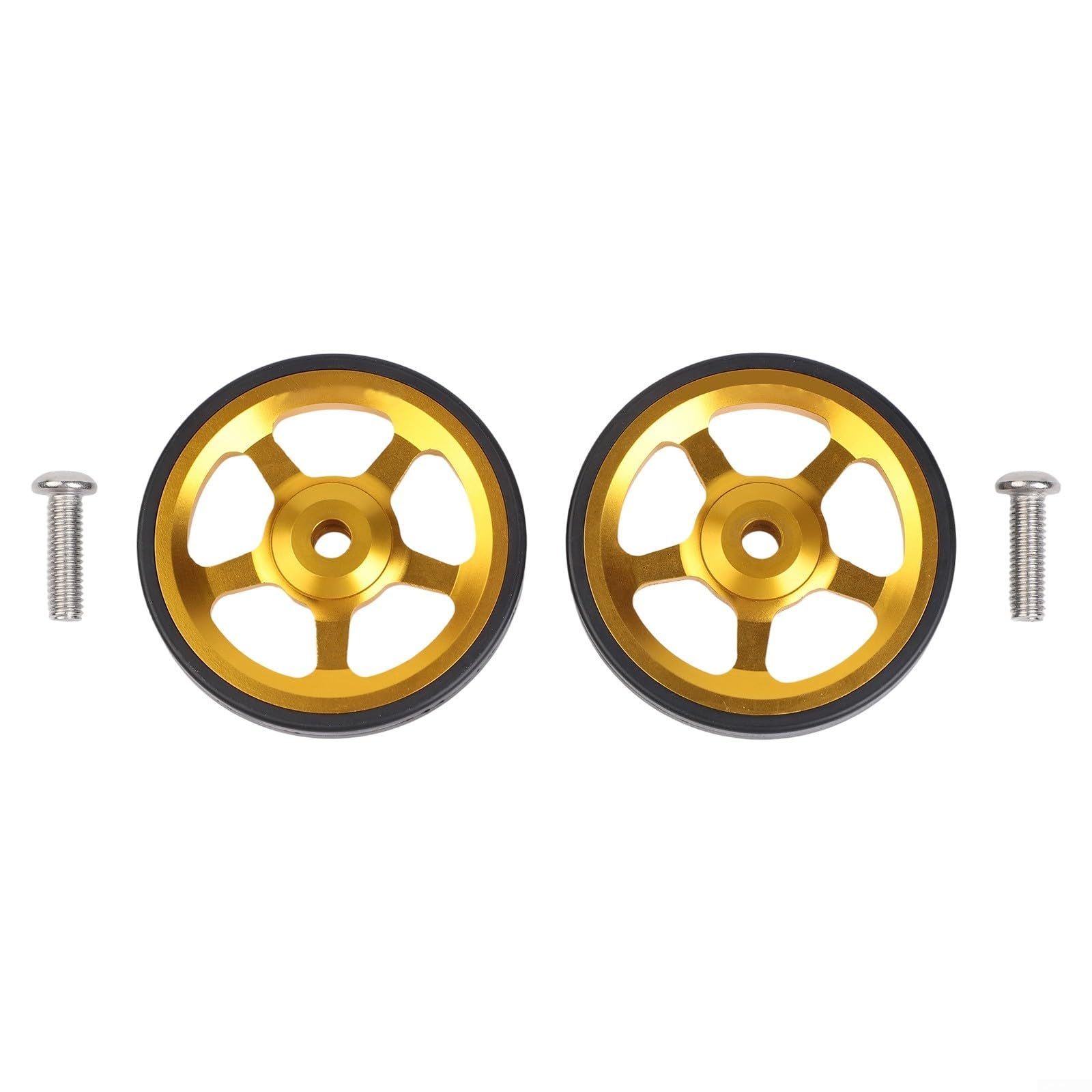 Volakebeing Folding Bicycle 60mm Easy Wheels Aluminum Alloy Rubber Smooth Rolling Replacement Parts with Screws for Brompton for 3Sixty Bike Accessories(Golden)
