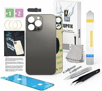 Back Glass Replacement for iPhone 13 Pro with Repir Tools | Big Hole OEM Rear Cover Glass Pre-Installed Adhesive Graphite for DIY Lover Phone Repair Shop Durable Tool with Instruction
