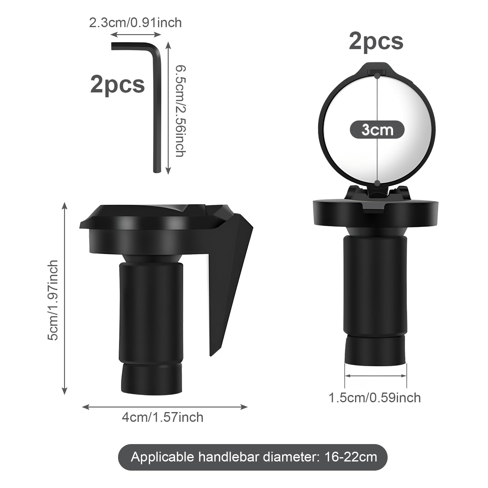 Lot De 2 Rétroviseurs De Vélo HOMURY – HD, Pliables, Réglables 360°, Pour Guidon 17,4-22 Mm – Vélo Route, VTT, E-bike