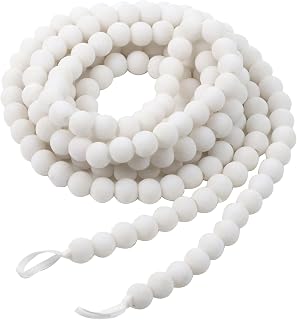 ZenNex 12FT Christmas Velvet Bead Garland,Vintage Xmas Garland Snow White | Soft Flocked Bead Garland with Fuzzy Velvet Texture, Farmhouse Holiday Decor for Christmas Tree,Mantel,Fireplace and Staircas