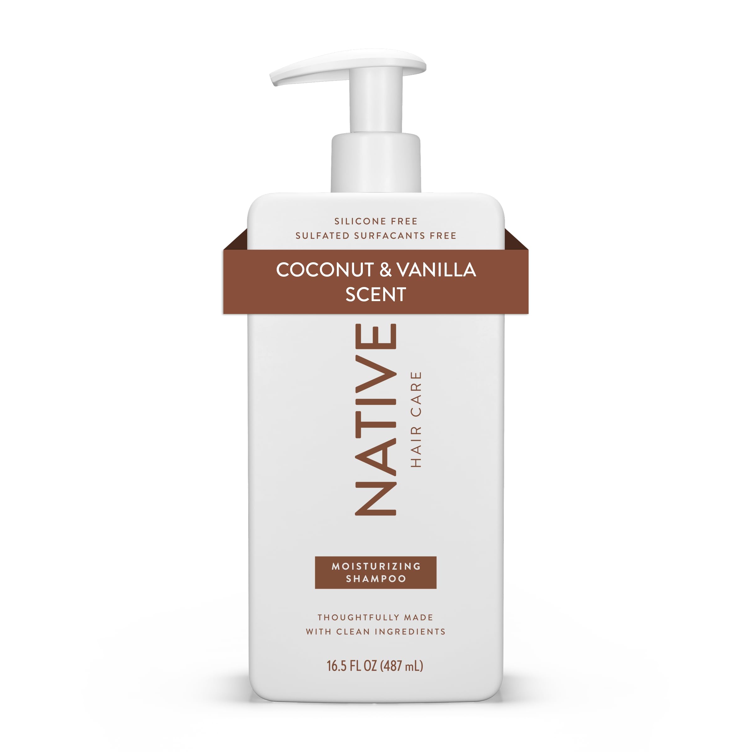Native Shampoo Idratante Cocco & Vaniglia - Tutti i Tipi di Capelli, Colorati & Trattati, Da Fini a Secchi Danneggiati, Senza Solfati, Senza Siliconi & Senza Coloranti (487 ml)