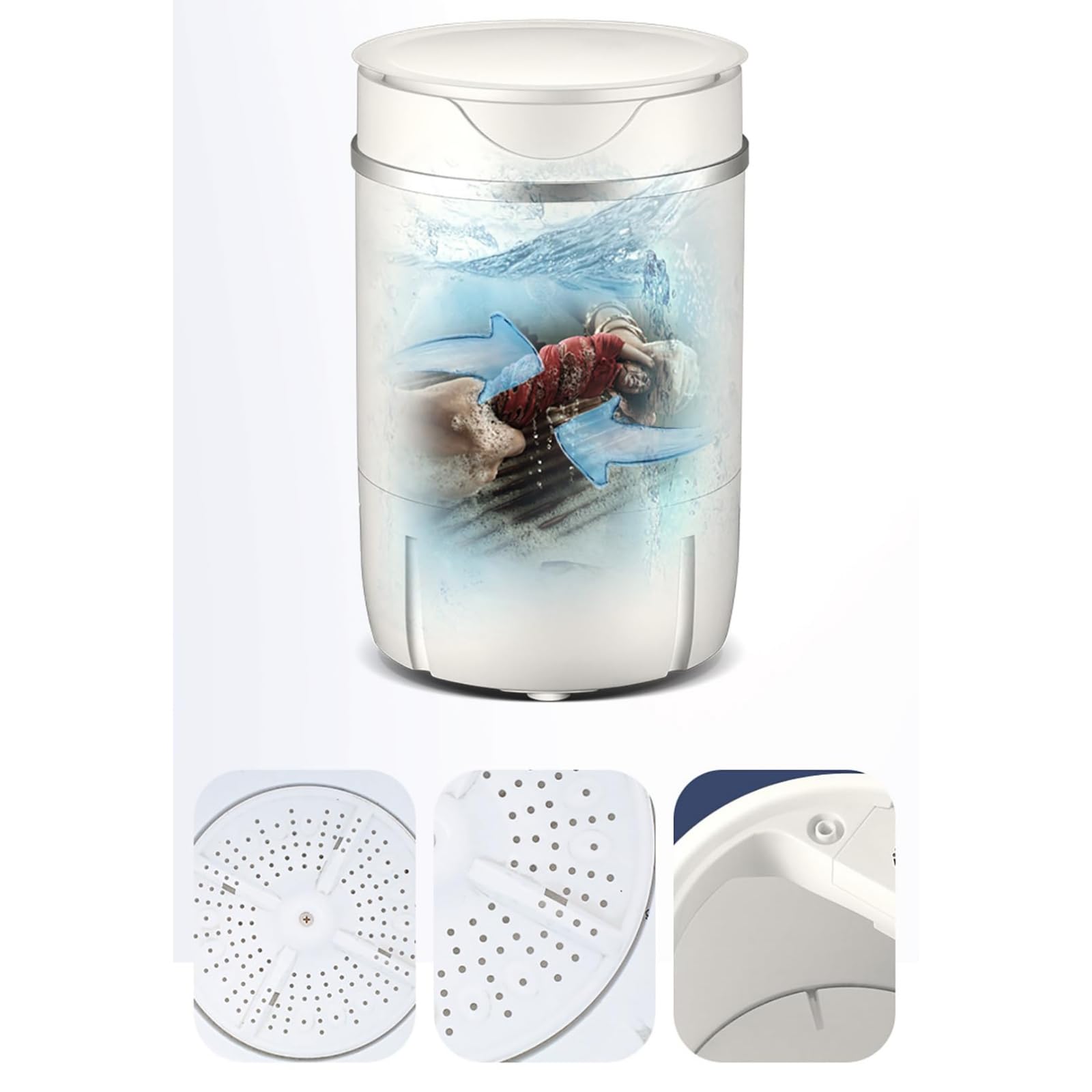 Lavadora Compacta, Lavadoras De 4,5 Kg, Lavadora Y Secadora 2 En 1 De Una Tina, Diseño Compacto Portátil, Lavadora Combinada Semiautomática para Dormitorios Y Apartamentos
