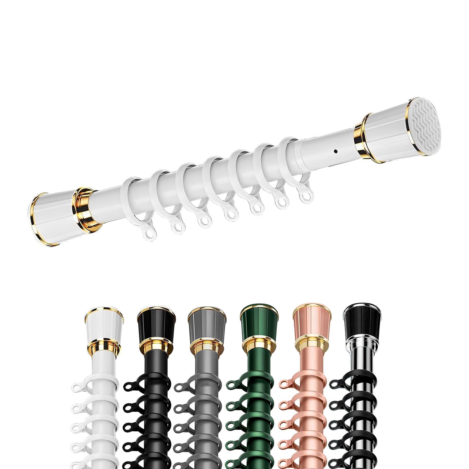 GLDYTVF Extendable No Drill Shower Curtain Pole Adjustable 4.15.0m Tension Rod for Bay Windows Room Divider Easy Install Durable & Stylish Design