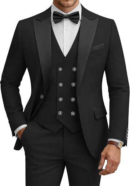 WULFUL Men's 3-Piece Slim Fit Tuxedo Set
