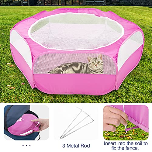 Image of Pawaboo Small Animal Playpen with Zippered Cover, Rose Red