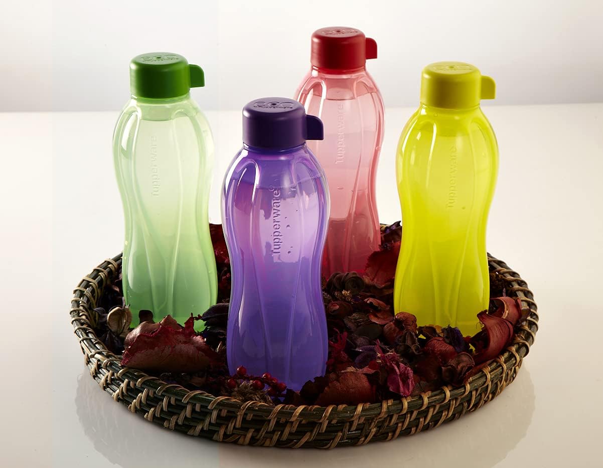 Tupperware Aquaslim Water Bottle Set, 500ml, Set of 4 (B.5L) Colors May Vary