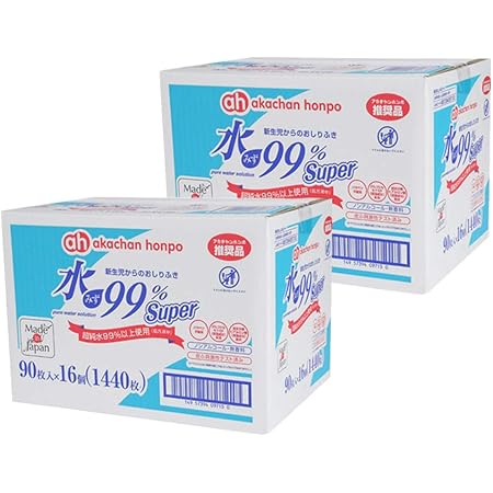 Amazon お得２箱セット アカチャンホンポ 赤ちゃん本舗 90枚 24個 ２箱 おしりふき ケース 水99 Super おしりふき アカチャンホンポ おしりふき
