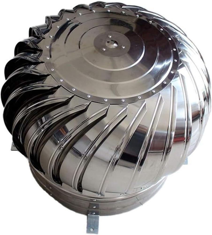 Wind Turbines Exhaust Cap Roof Flue Vent,Stainless Steel All Weather Roof Vent, Easy to Install Chimney Cowl, Unpowered Rotation (Size : 300mm)