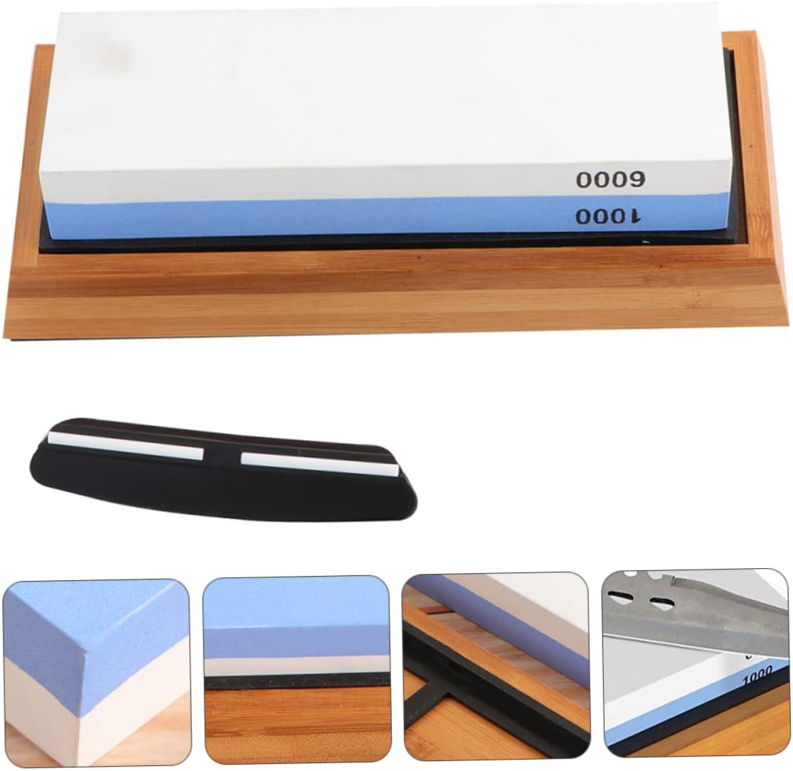 Tofficu 1set Double-sided Sharpening Stone Kit for Household Use Grit Base Holder Stone Kitchen Tool for Quick Knife Sharpening