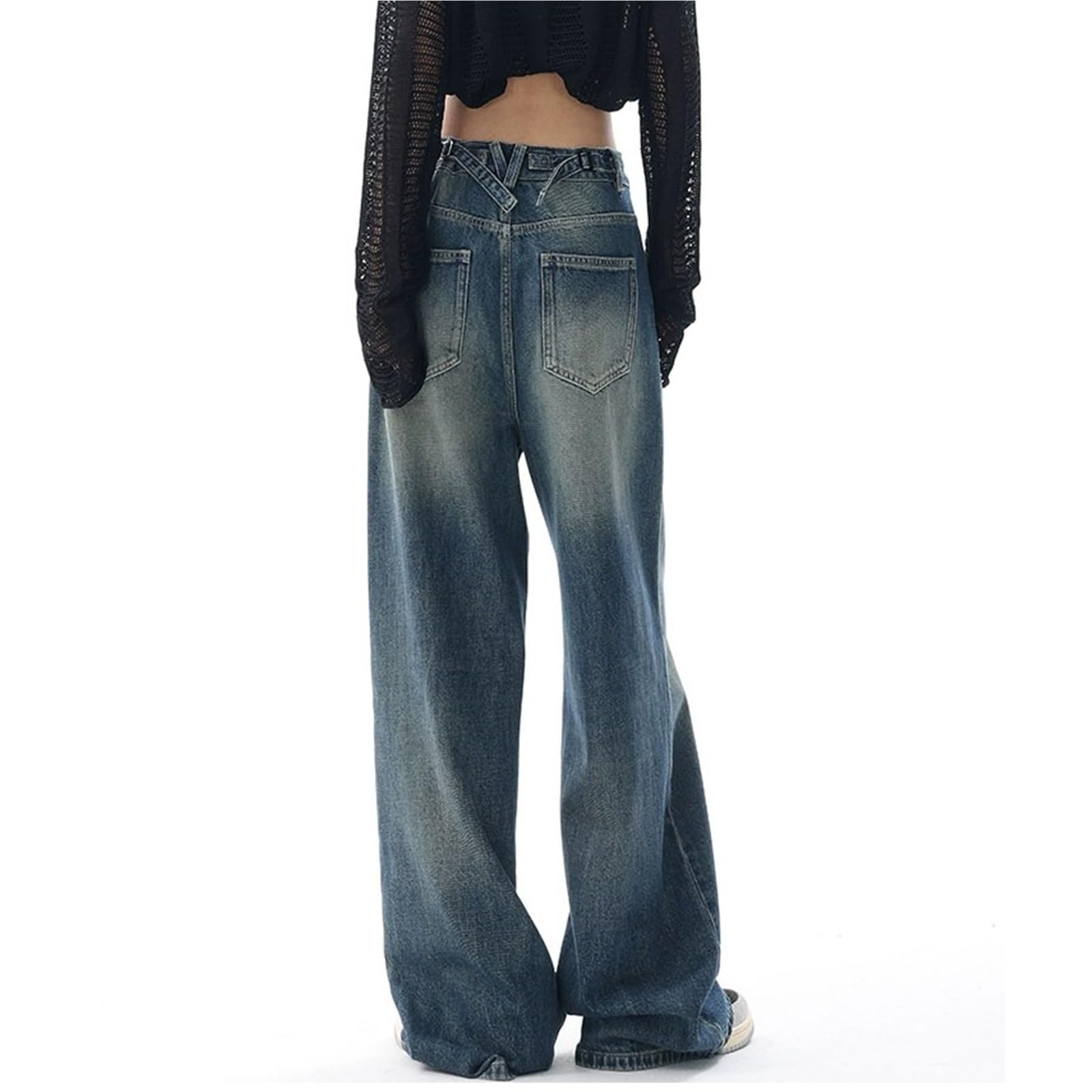Spodnie Baggy Jeans damskie proste nogawki z wysokim stanem proste nogawki spodnie casualowe vintage stretch sprany denim spodnie rekreacyjne jeansy damskie jeansy streetwear