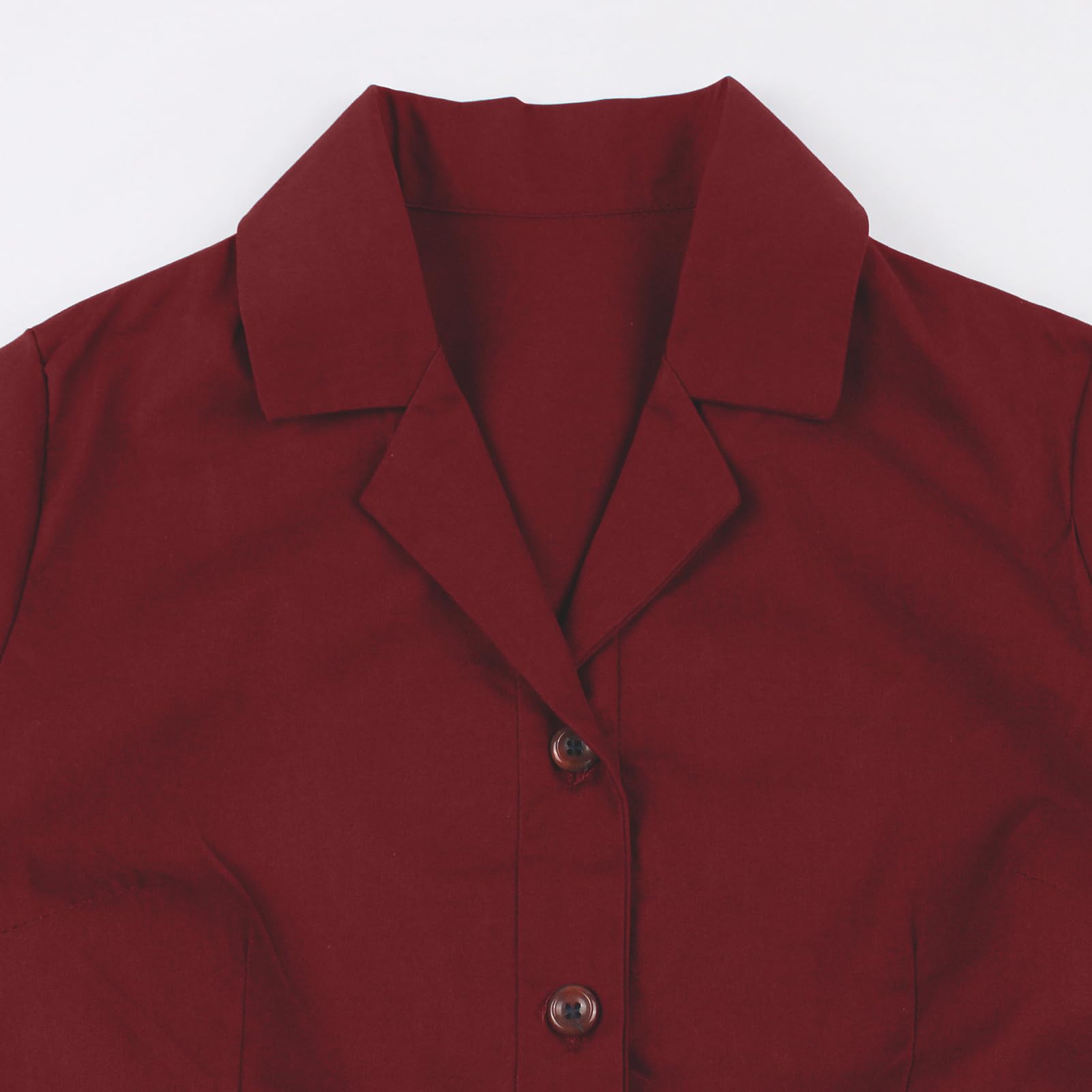 ODIZLI Robe de cocktail rétro des années 1950 à manches courtes et revers cranté avec ceinture pour femme