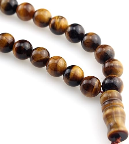 Miniatura 3 de Muslims Islamic 33 Dhikr Tasbeeh Tasbih - Cuentas de oración con borla, Ojo de tigre