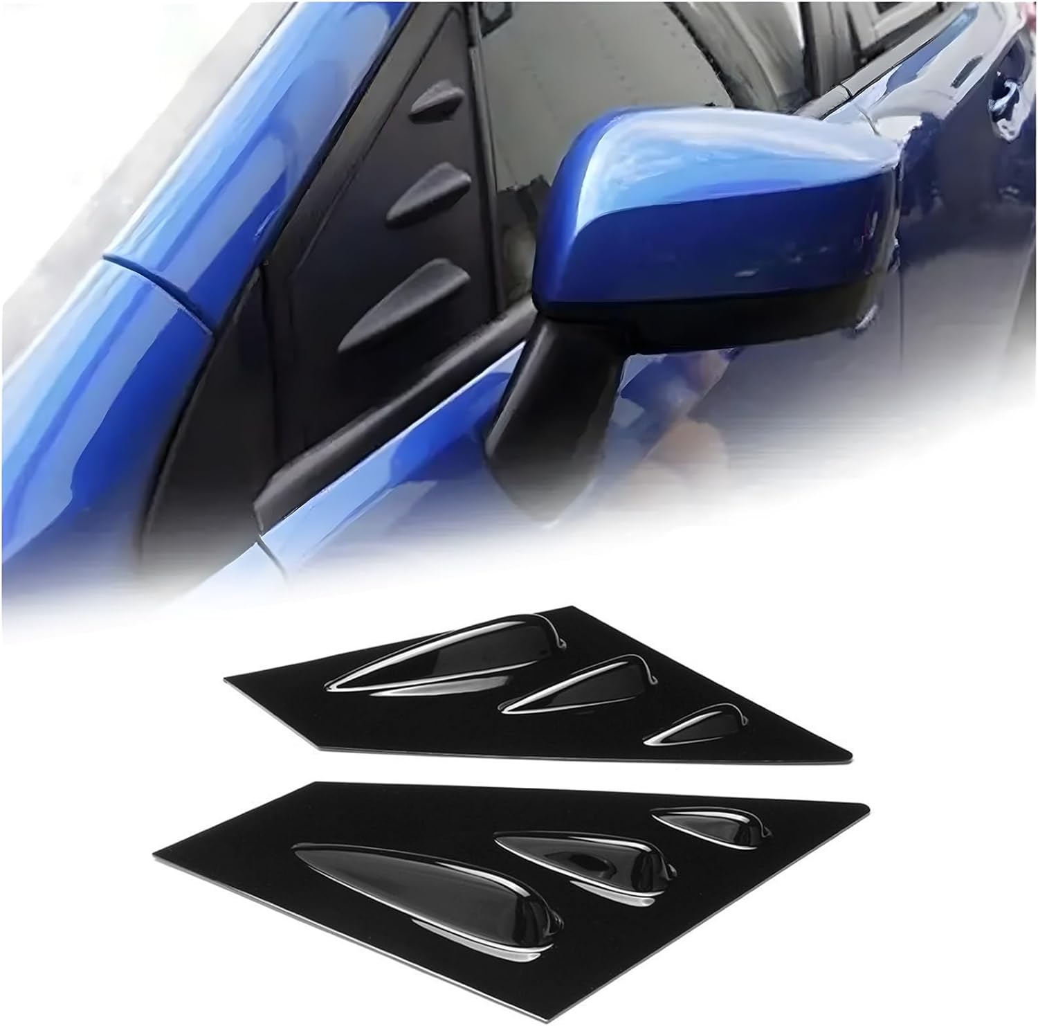 Car Window Louvers Carbon Fiber Look Front Triangle,Compatible with Subaru WRX STI 2015-2018(Gloss Black)