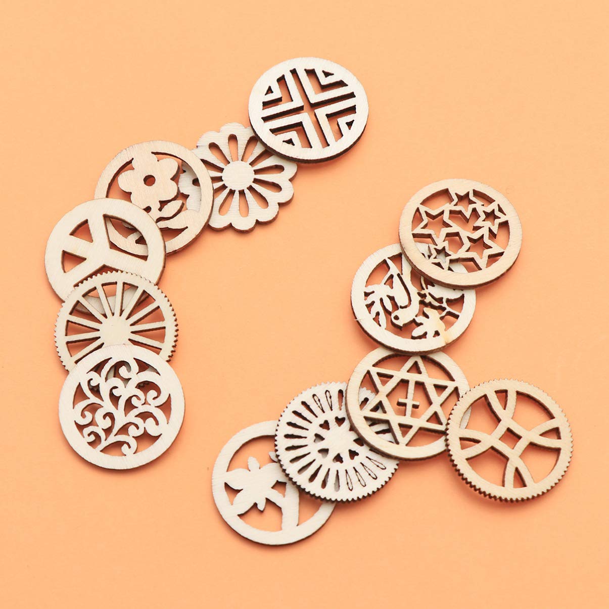 50 Pièces Engrenages En Bois SunniMix - Pour Artisanat, Décoration Et Projets DIY