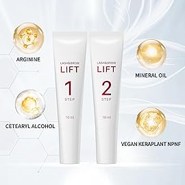 ICONSIGN 2-in-1 Lash Lift Kit Brow Lamination Kit, High-capacity Lotion Tube Design Eyelash Perm Kit Perm & Setting Lotion for Salon or Home Use, White