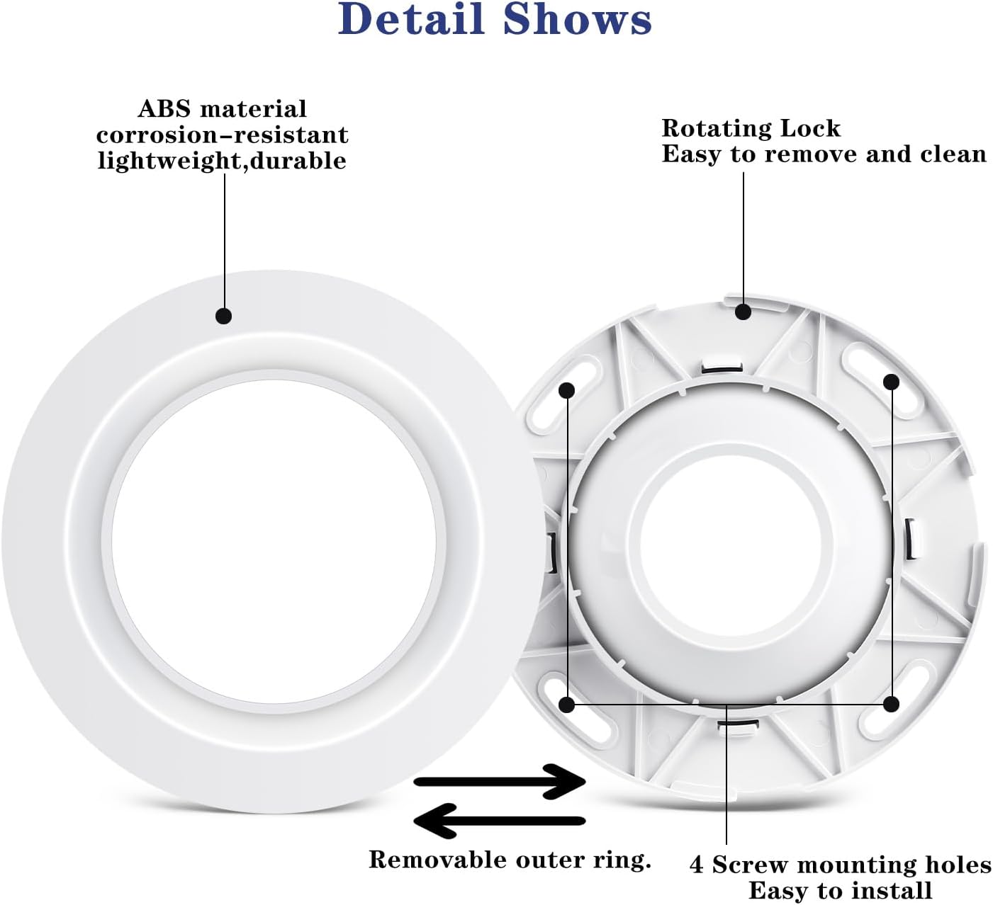Soffit Vents 4 inch Round Vent Cover,The ABS Freely Rotating Spherical Soffit Exhaust Vent Cover for Office Bathroom Living Room Factory Stadiums（ø96mm/3.78in)