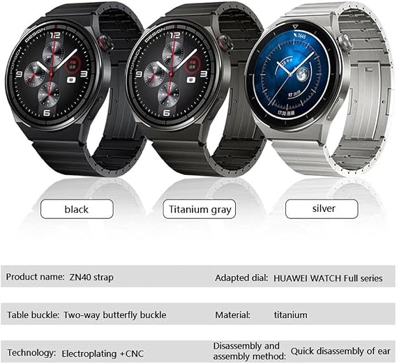VeveXiao Titanium Strap for Huawei Watch GT 5 46mm/GT 4 46mm/GT 3 46mm/GT 2 Pro Band 22mm Premium Titanium Alloy Metal Replacement Band for Huawei Watch 3/3 Pro Strap