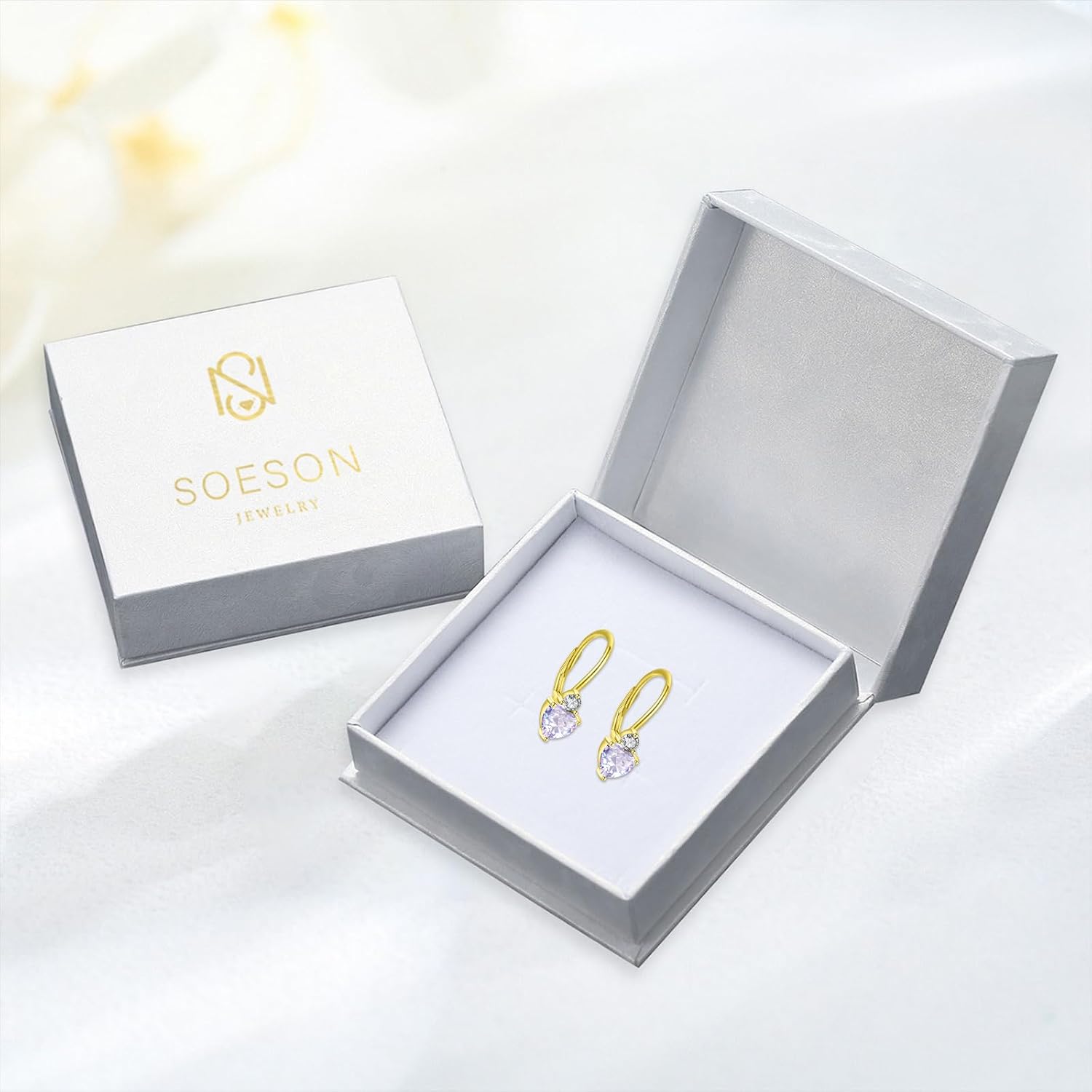 Birthstone Earrings Dangle Sterling Silver Leverback Dangle Drop Earrings Birthstone Jewelry Gifts for Women Birthday Christmas Mother's Day