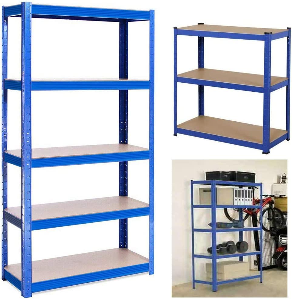 5-Tier Shelving Unit, Heavy Duty Shelving Unit for Storage, Tool-Free Assembly, for Garage, Shed, Greenhouse, Load Capacity 875 kg, 30 x 70 x 150 cm, Blue