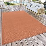 Paco Home Outdoor Teppich Für Terrasse Und Balkon Küchenteppich Einfarbig Modern Rot, Grösse:300x400 cm