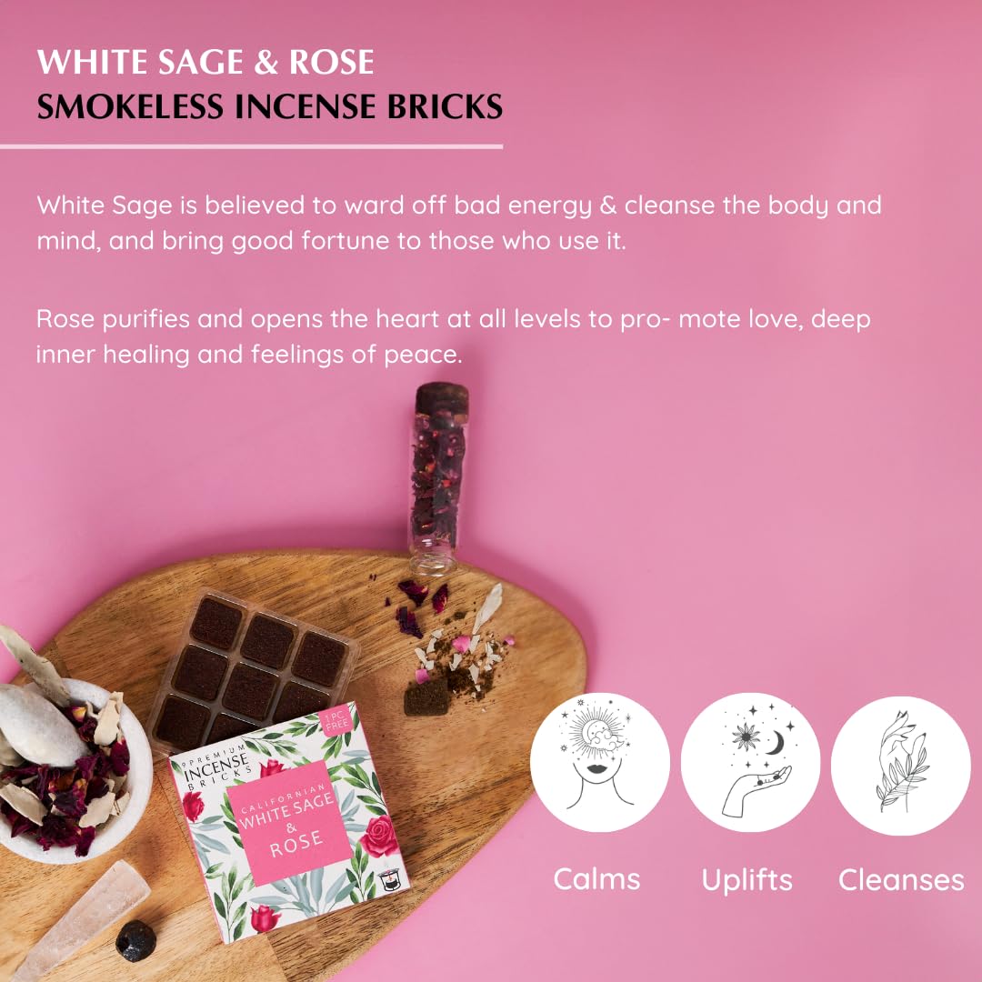 White Sage and Rose Smokeless Incense Bricks for Smudging, Aromafume | 3x9 Bricks | Sage Incense for Cleansing Negative Energy & Protection | Smokeless Smudging & Spiritual... - Image 4