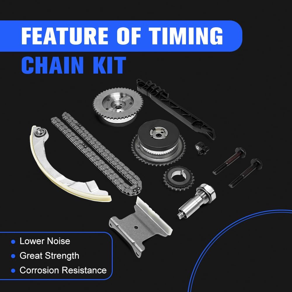 Engine Timing Chain Kit W/VVT Sprocket Compatible with Chevrolet Equinox/Malibu 2009-2017, Buick LaCrosse/Regal 2011-2017, Pontiac G5 2009-2010, GMC Terrain 2011-2017 2.2L 2.4L 4Cyl