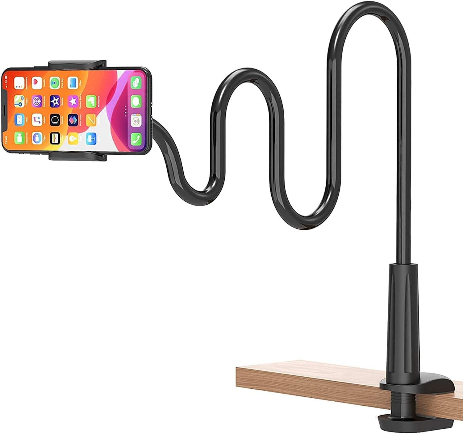 Cell Phone Holder, Lazy Bracket Mobile Phone Stand, Cell Phone Clip-on Stand Holder - with Grip Flexible Long Arm Gooseneck Bracket Mount Clamp for Mobiles and Tablets/ipad