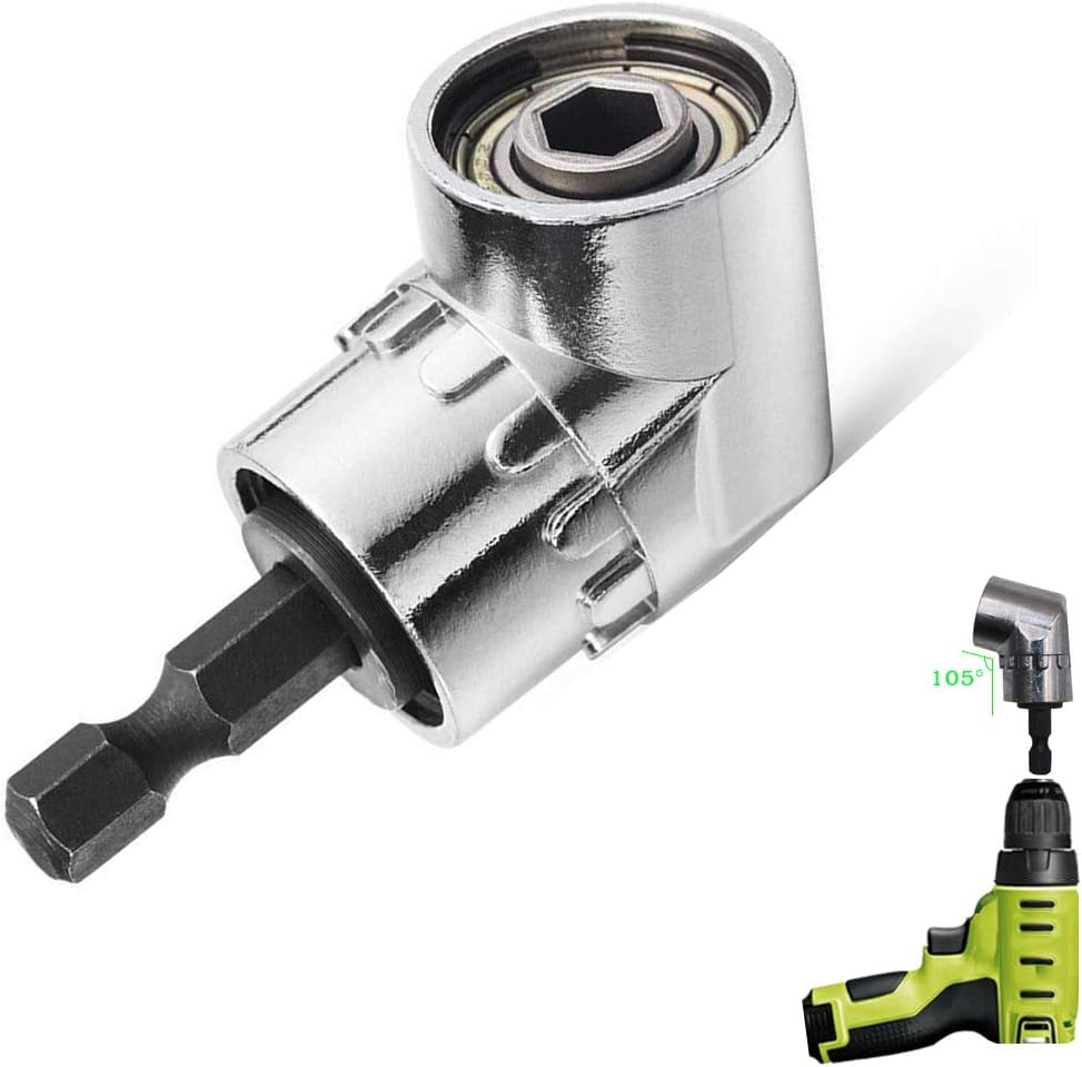 VONVOFF Right Angle Drill,Driver Angle,Driving Power Screwdriver Drill,105 Degree Multi function Right Steel Angle Extension Power with 1/4 inch