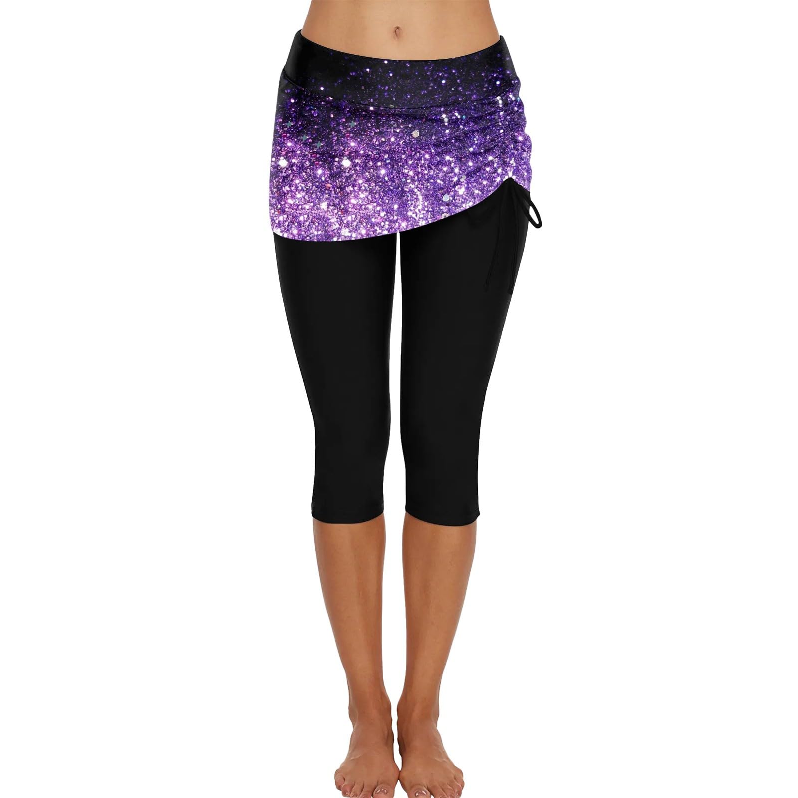 Generico Pantaloncini Costume Donna Vita Alta Arricciato Lunghi Attillati Piscina Pantaloncini da Bagno Modellante Mare Short da Bagno Spiaggia Bikini Pantaloni Sportivi Estivi