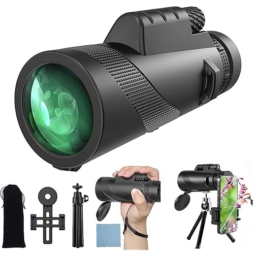 Yongheng 12x50 Télescope Monoculaire, Monoculaires à Vision Plus Grande pour Adultes et Enfants avec Trépied Stable Portable Monoculaire Puissant pour Observer Les Oiseaux Randonnée Pédestre (Sombre)