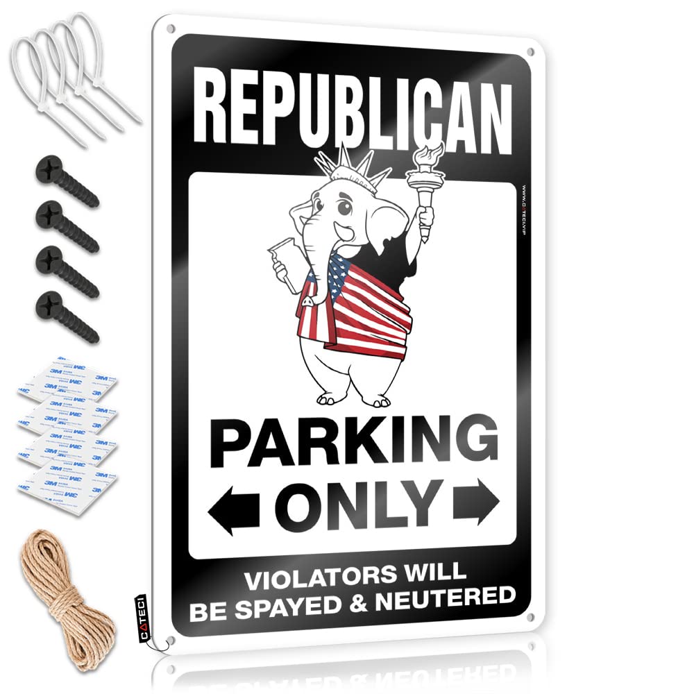 KRAZMURONGD Outdoor Signs And Decor Republican Parking Only Tin Sign Bar Sign Metal Bar Metal Sign Decor(30X40CM)