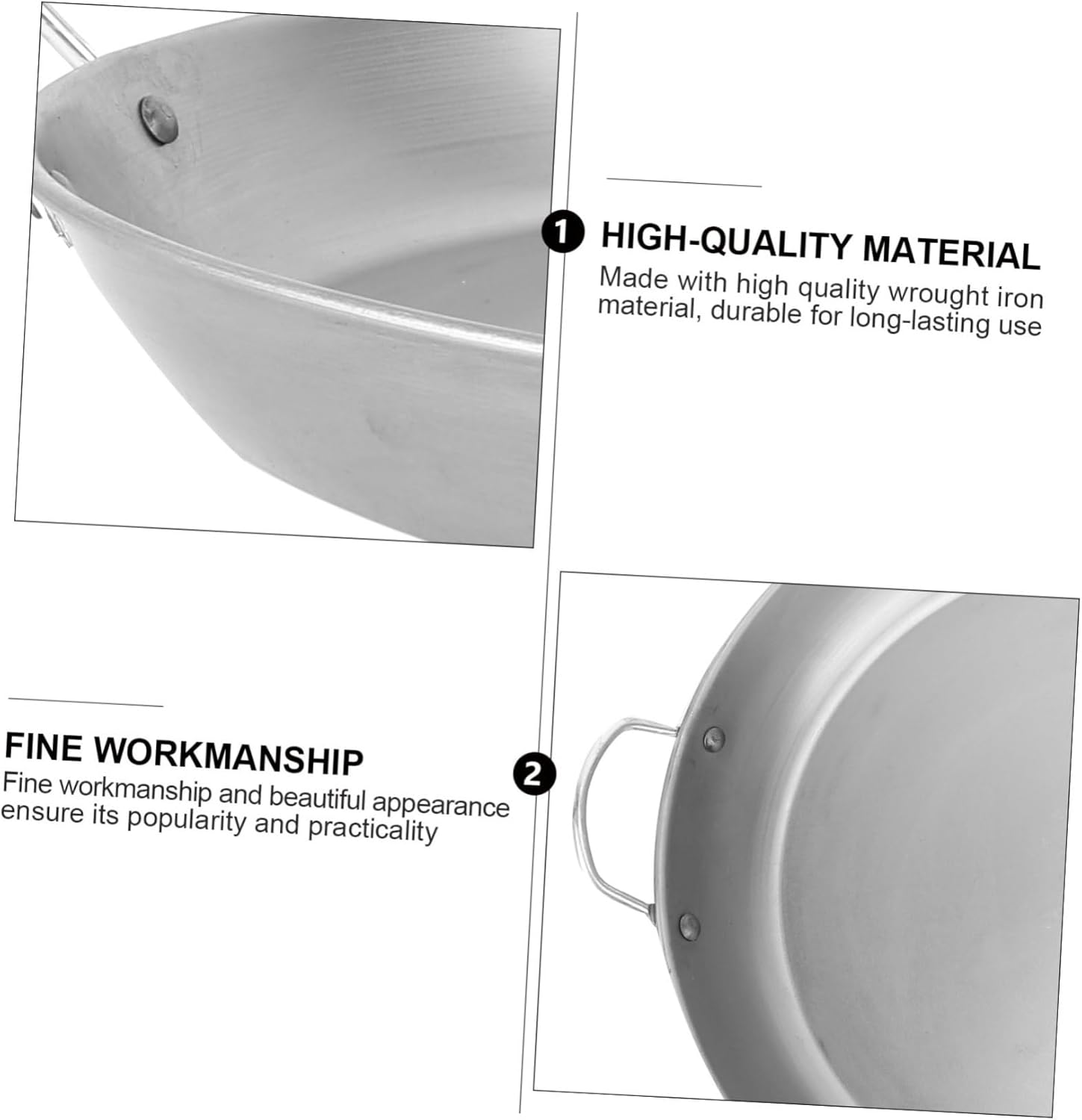 VALICLUD Round Wrought Iron Grilling Pan Barbecue Pot for Steak Bbq Flat Grill Plate Multi Functional Outdoor Camping Picnic Cooking Tool